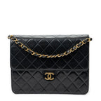 Chanel - Sac bandoulière droit vintage à fermoir poussoir - Noir