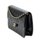 Chanel - Sac bandoulière droit vintage à fermoir poussoir - Noir