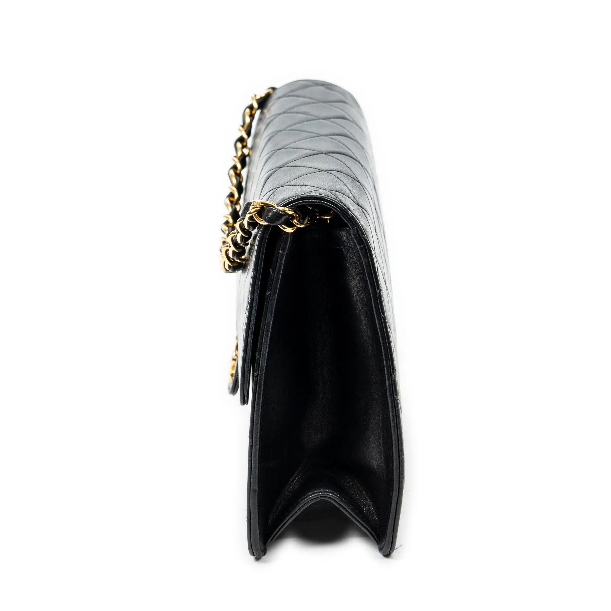 Chanel - Sac bandoulière droit vintage à fermoir poussoir - Noir