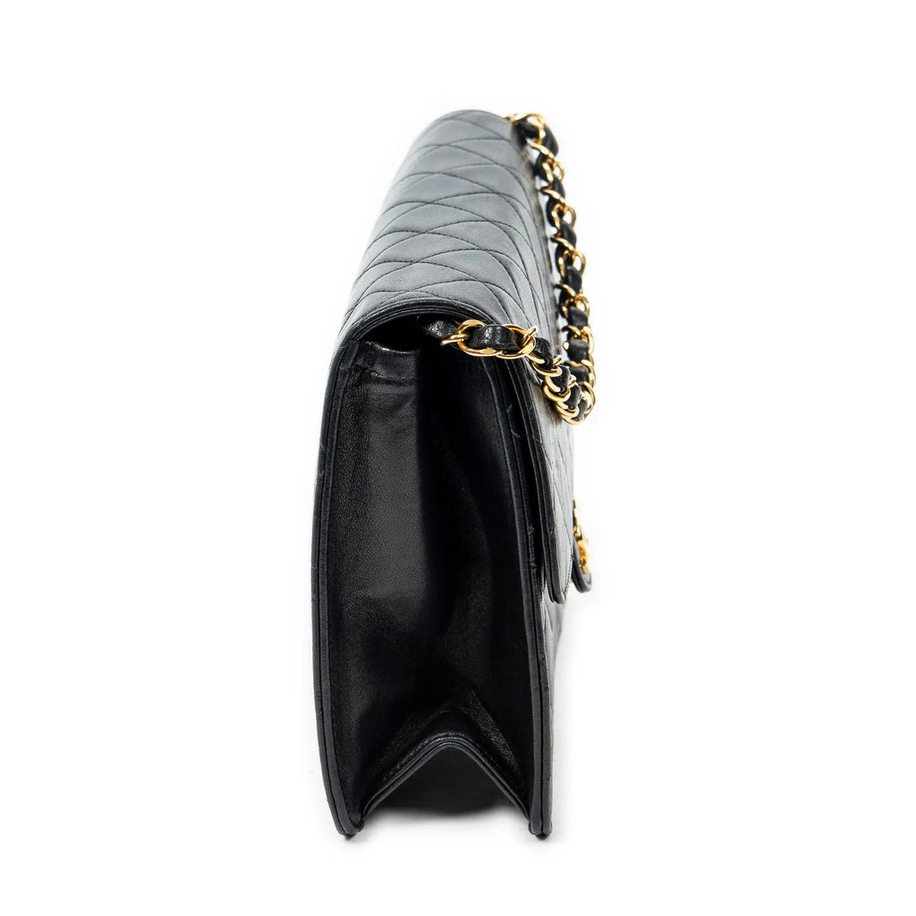 Chanel - Sac bandoulière droit vintage à fermoir poussoir - Noir