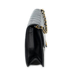 Chanel - Sac bandoulière droit vintage à fermoir poussoir - Noir
