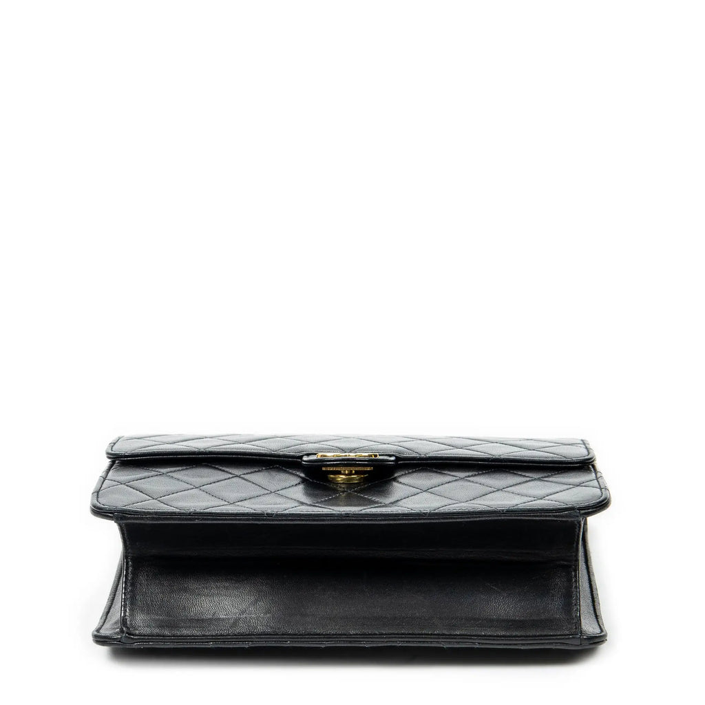 Chanel - Sac bandoulière droit vintage à fermoir poussoir - Noir