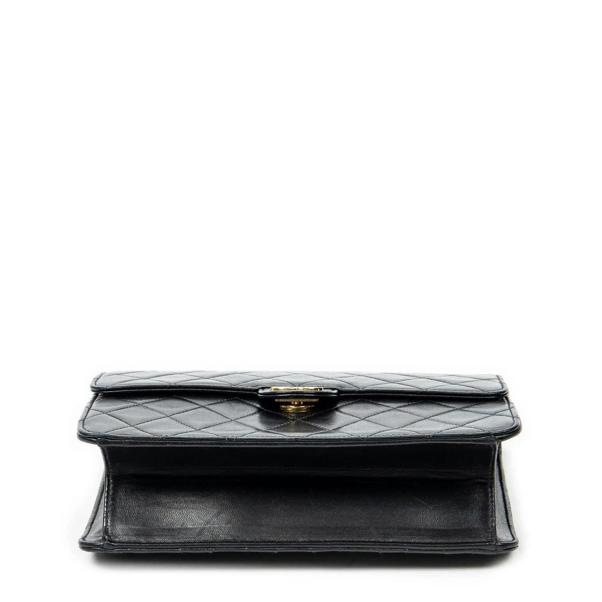 Chanel - Sac bandoulière droit vintage à fermoir poussoir - Noir