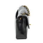 Shoulder Bag Vertical Stitch Single Flap 26 Black Quilted Vertical Lambskin Leather