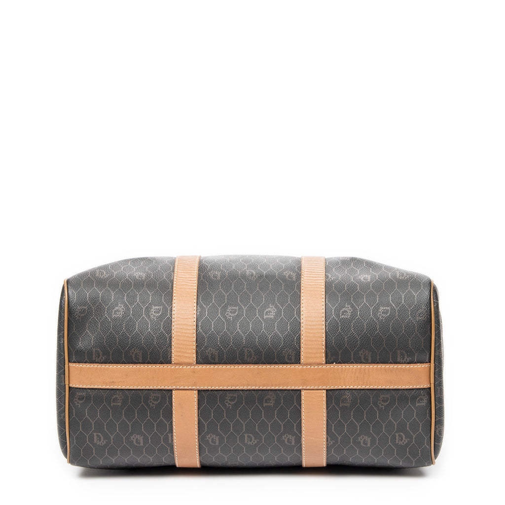Travel Bag Vintage Small Boston Gray Honeycomb Coated Canvas