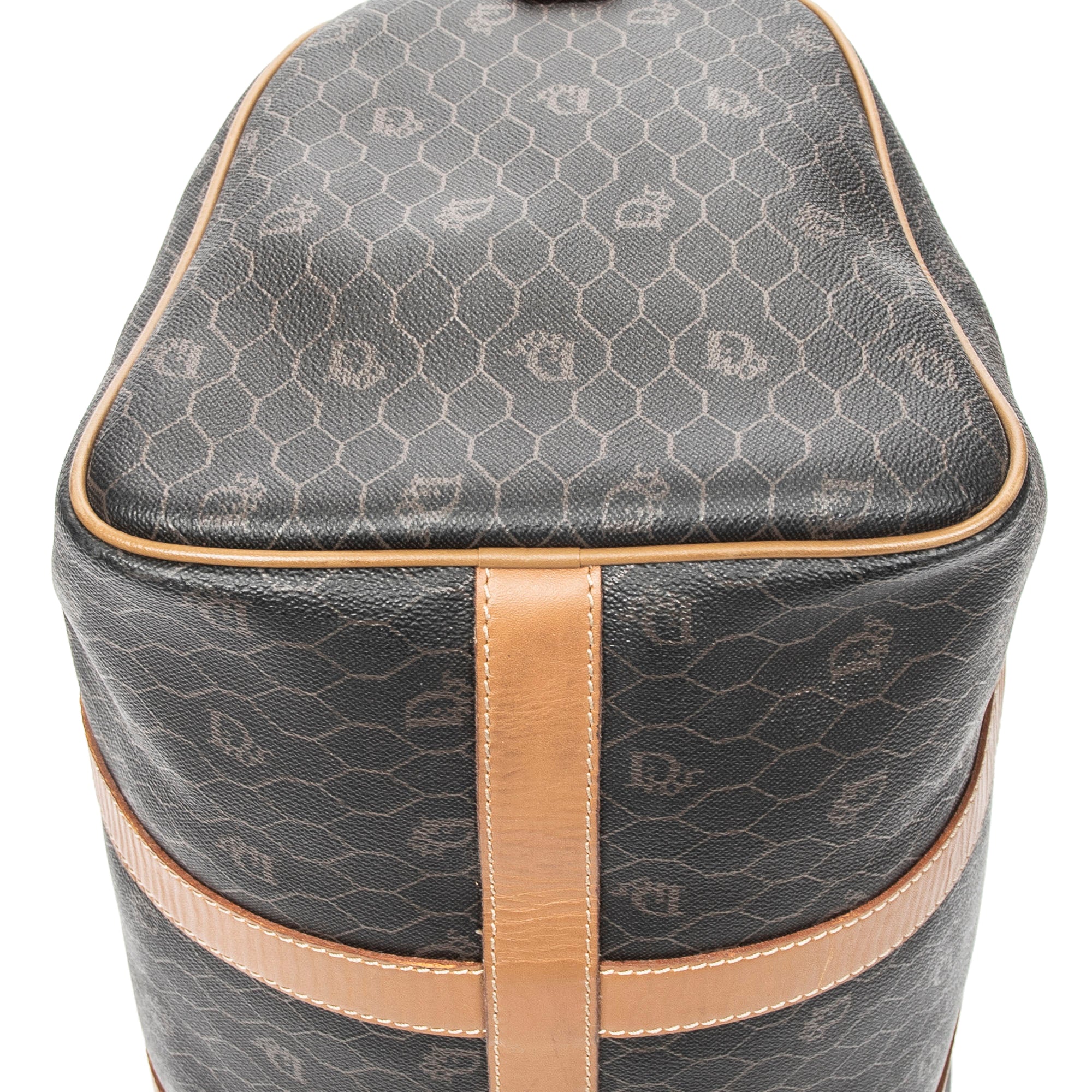 Travel Bag Vintage Small Boston Gray Honeycomb Coated Canvas