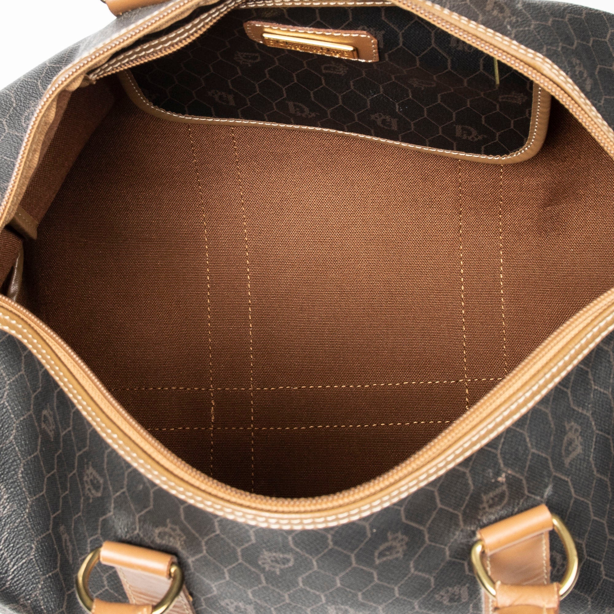 Travel Bag Vintage Small Boston Gray Honeycomb Coated Canvas
