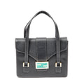 Shoulder Bag Flap Satchel Black Calfskin Leather