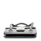 Shoulder Bag Flap Satchel Black Calfskin Leather