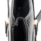 Shoulder Bag Flap Satchel Black Calfskin Leather