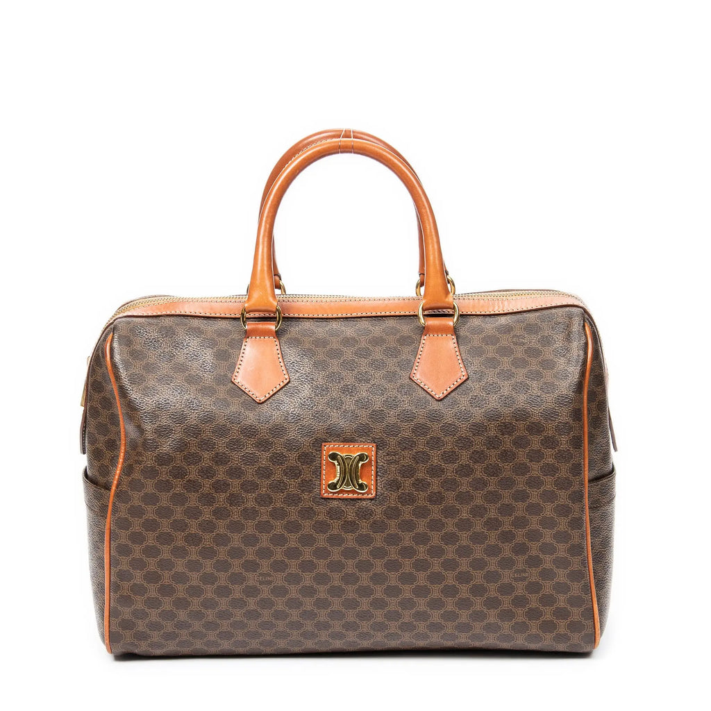 Bolso de mano Boston pequeño vintage de lona revestida Macadam marrón