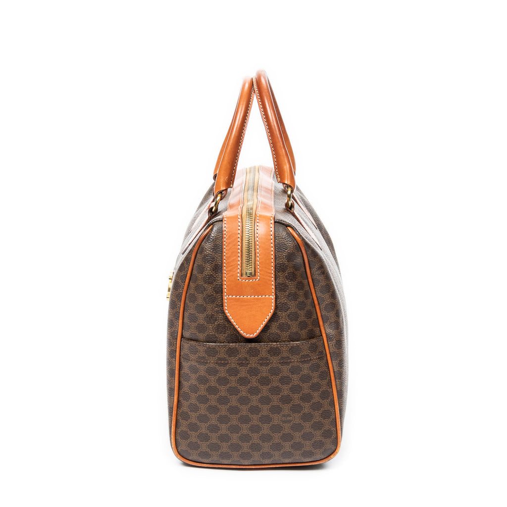 Handbag Vintage Small Boston Brown Macadam Coated Canvas