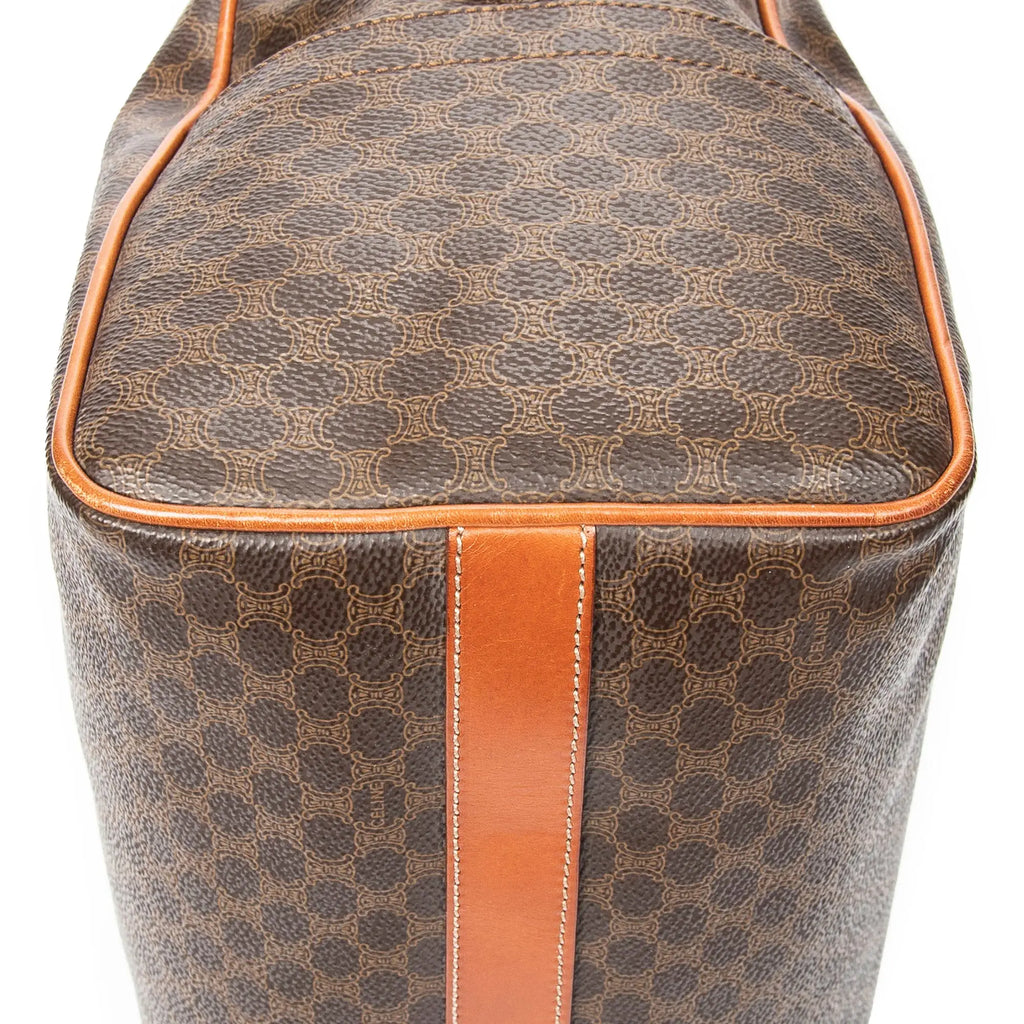 Bolso de mano Boston pequeño vintage de lona revestida Macadam marrón
