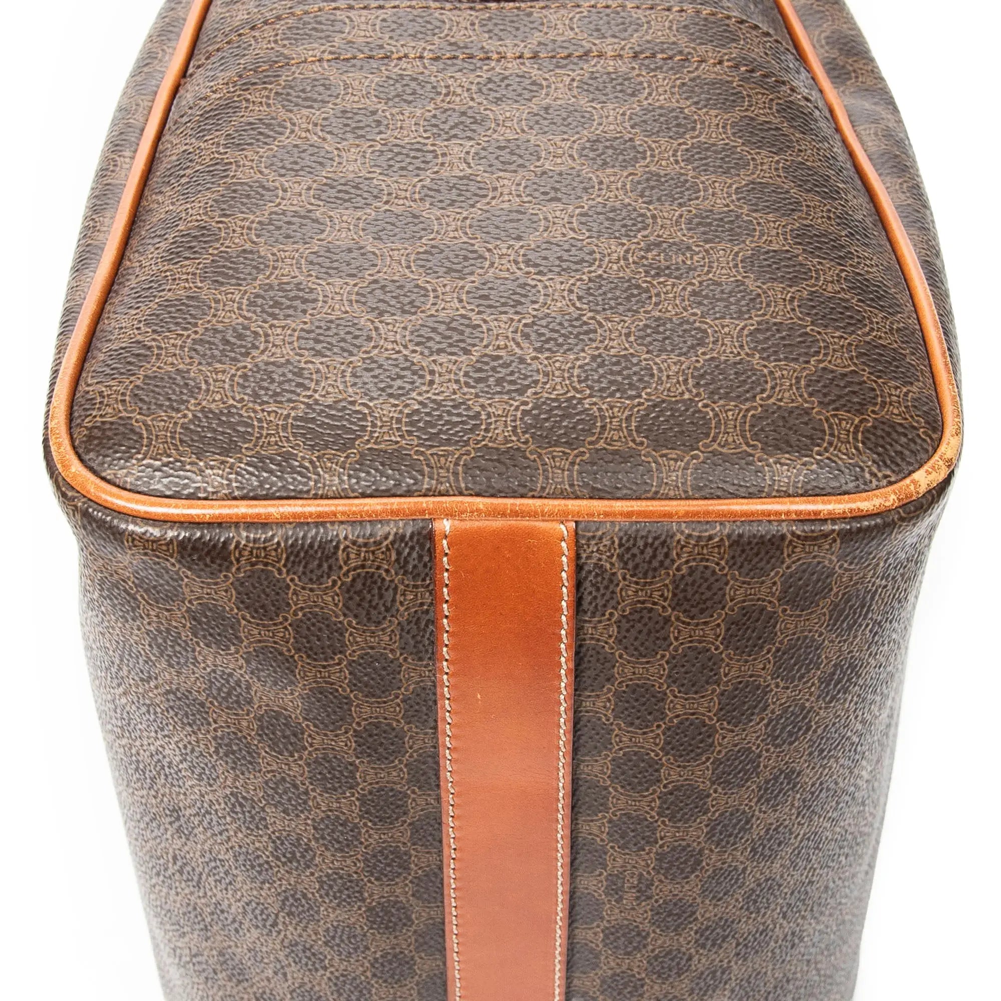 Bolso de mano Boston pequeño vintage de lona revestida Macadam marrón