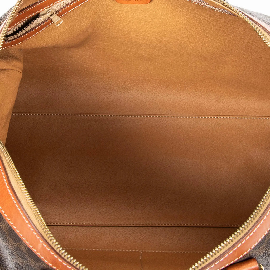 Bolso de mano Boston pequeño vintage de lona revestida Macadam marrón