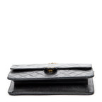 Shoulder Bag CC Push Lock Straight Single Flap Black Quilted Lambskin Leather