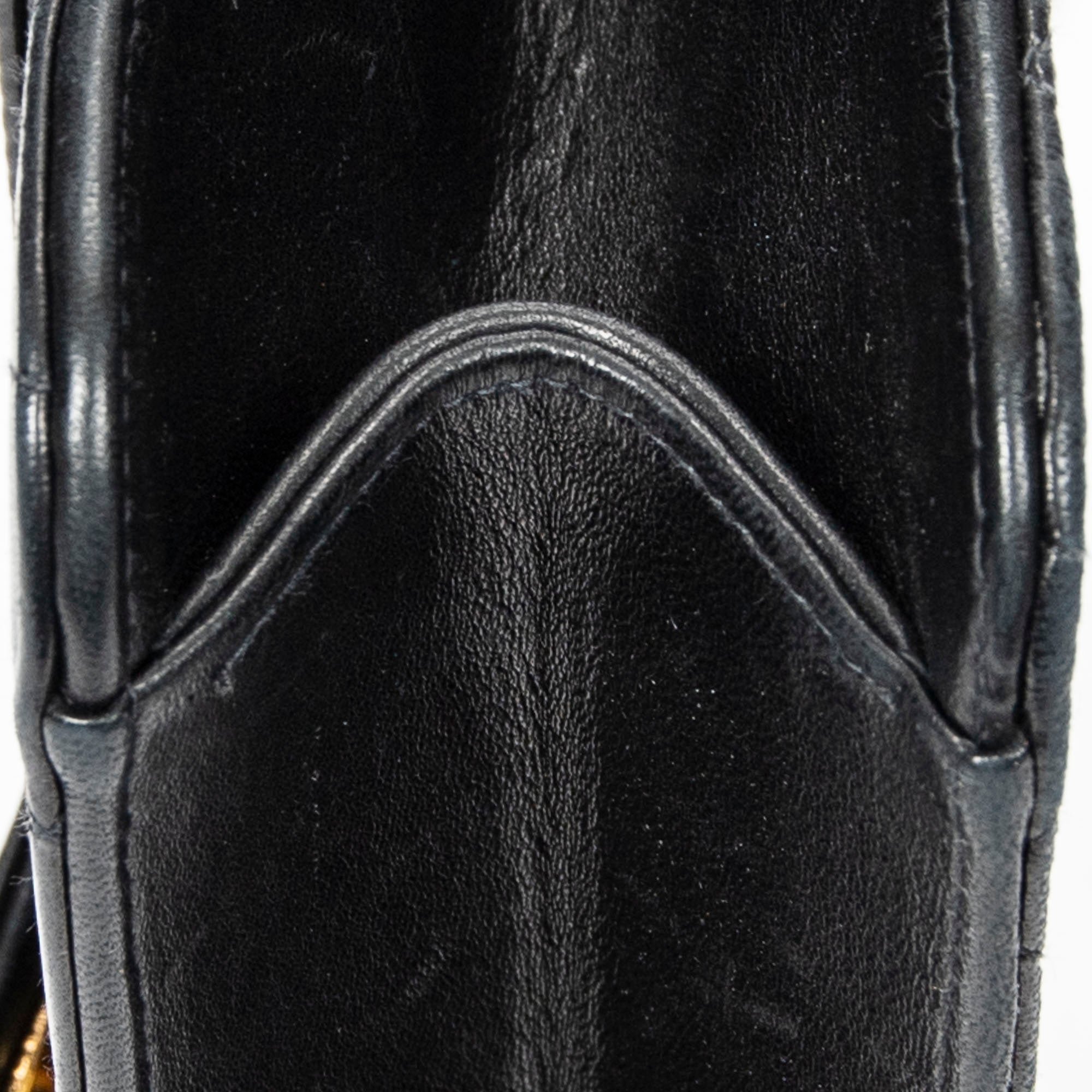 Shoulder Bag CC Push Lock Straight Single Flap Black Quilted Lambskin Leather