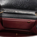 Shoulder Bag CC Push Lock Straight Single Flap Black Quilted Lambskin Leather