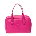 Handbag Logo Boston Fuchsia Pink Grained Calfskin Leather