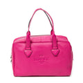 Handbag Logo Boston Fuchsia Pink Grained Calfskin Leather