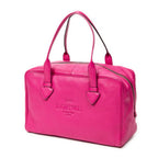 Handbag Logo Boston Fuchsia Pink Grained Calfskin Leather