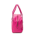 Handbag Logo Boston Fuchsia Pink Grained Calfskin Leather