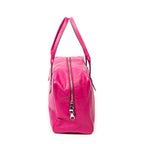 Handbag Logo Boston Fuchsia Pink Grained Calfskin Leather