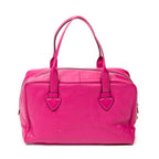 Handbag Logo Boston Fuchsia Pink Grained Calfskin Leather