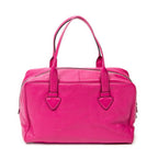 Handbag Logo Boston Fuchsia Pink Grained Calfskin Leather