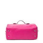 Handbag Logo Boston Fuchsia Pink Grained Calfskin Leather
