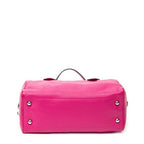 Handbag Logo Boston Fuchsia Pink Grained Calfskin Leather