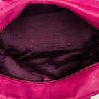 Handbag Logo Boston Fuchsia Pink Grained Calfskin Leather