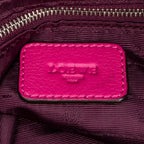 Handbag Logo Boston Fuchsia Pink Grained Calfskin Leather