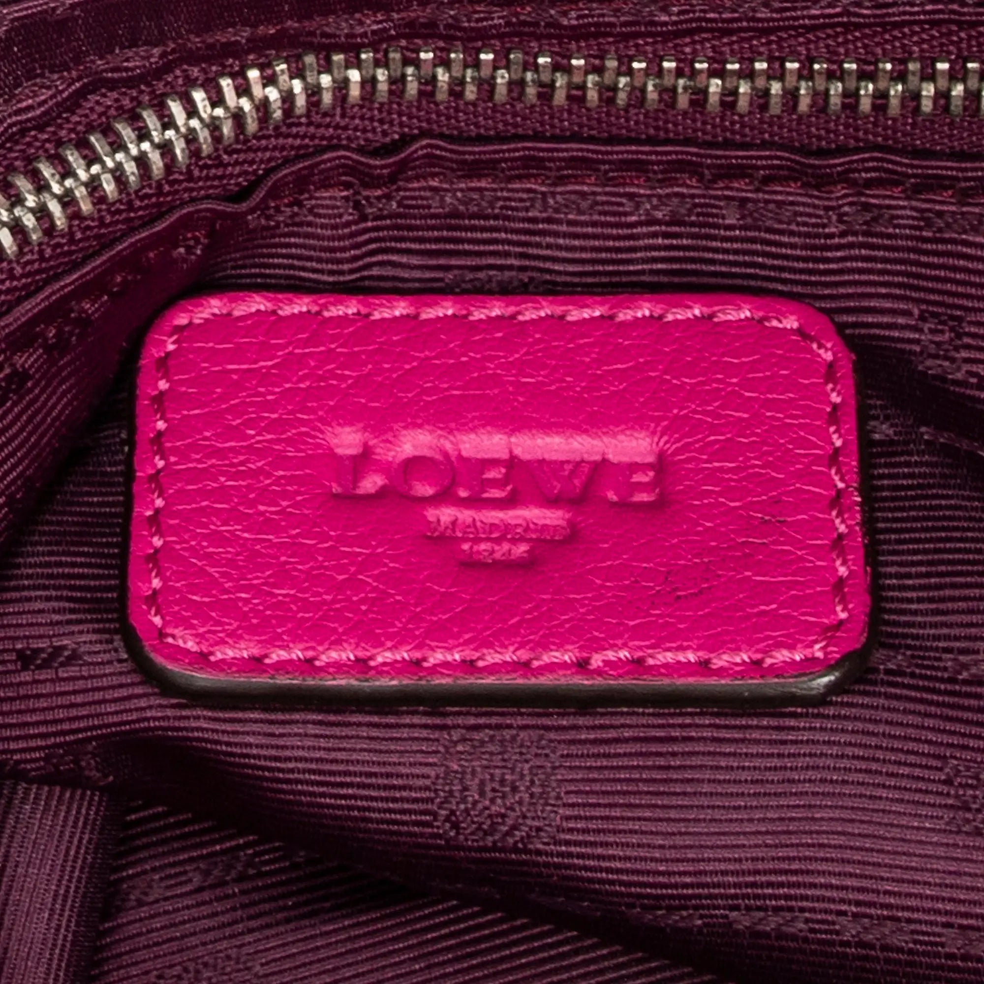 Handbag Logo Boston Fuchsia Pink Grained Calfskin Leather