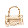 Bolso de mano con asa trenzada, cierre de cremallera y lona Anagram beige