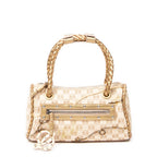Bolso de mano con asa trenzada, cierre de cremallera y lona Anagram beige