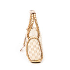 Bolso de mano con asa trenzada, cierre de cremallera y lona Anagram beige