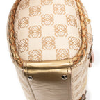 Bolso de mano con asa trenzada, cierre de cremallera y lona Anagram beige