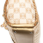 Bolso de mano con asa trenzada, cierre de cremallera y lona Anagram beige