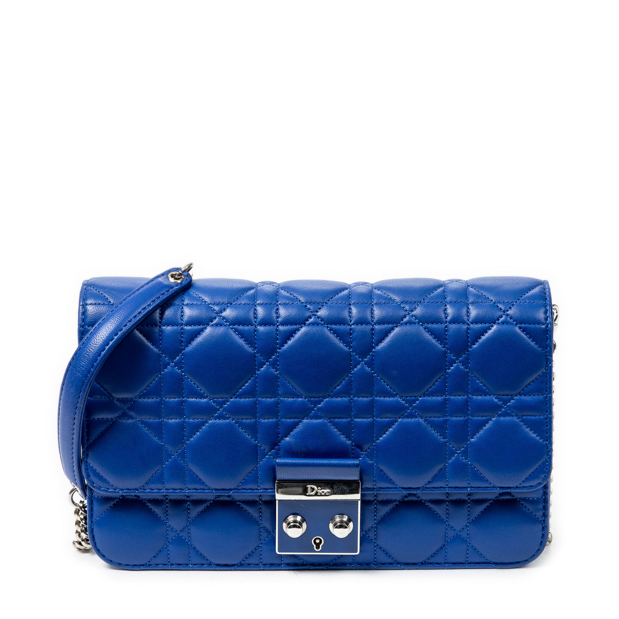 Shoulder Bag Miss Dior Promenade Pouch Royal Blue Cannage Lambskin Leather