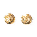 Chanel - Boucles d'oreilles rondes à clip CC Crown - Dorées