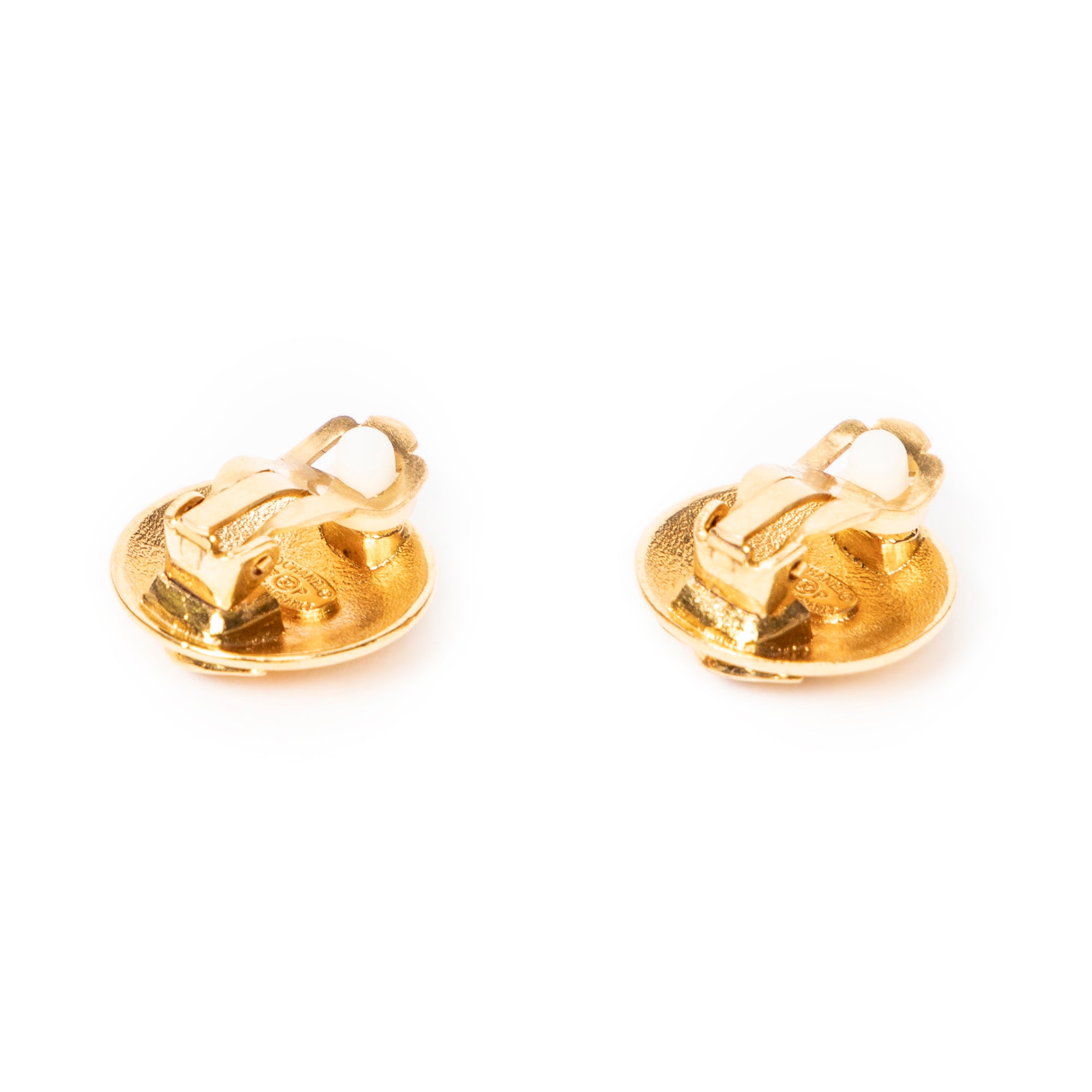 Earrings CC Crown Round Clip On Earrings Gold Gold Plated