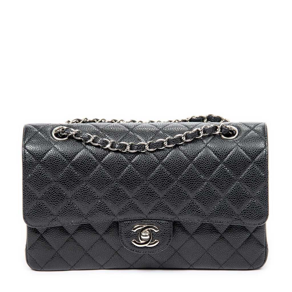 Shoulder Bag Classic Double Flap 26 Black Quilted Caviar Leather