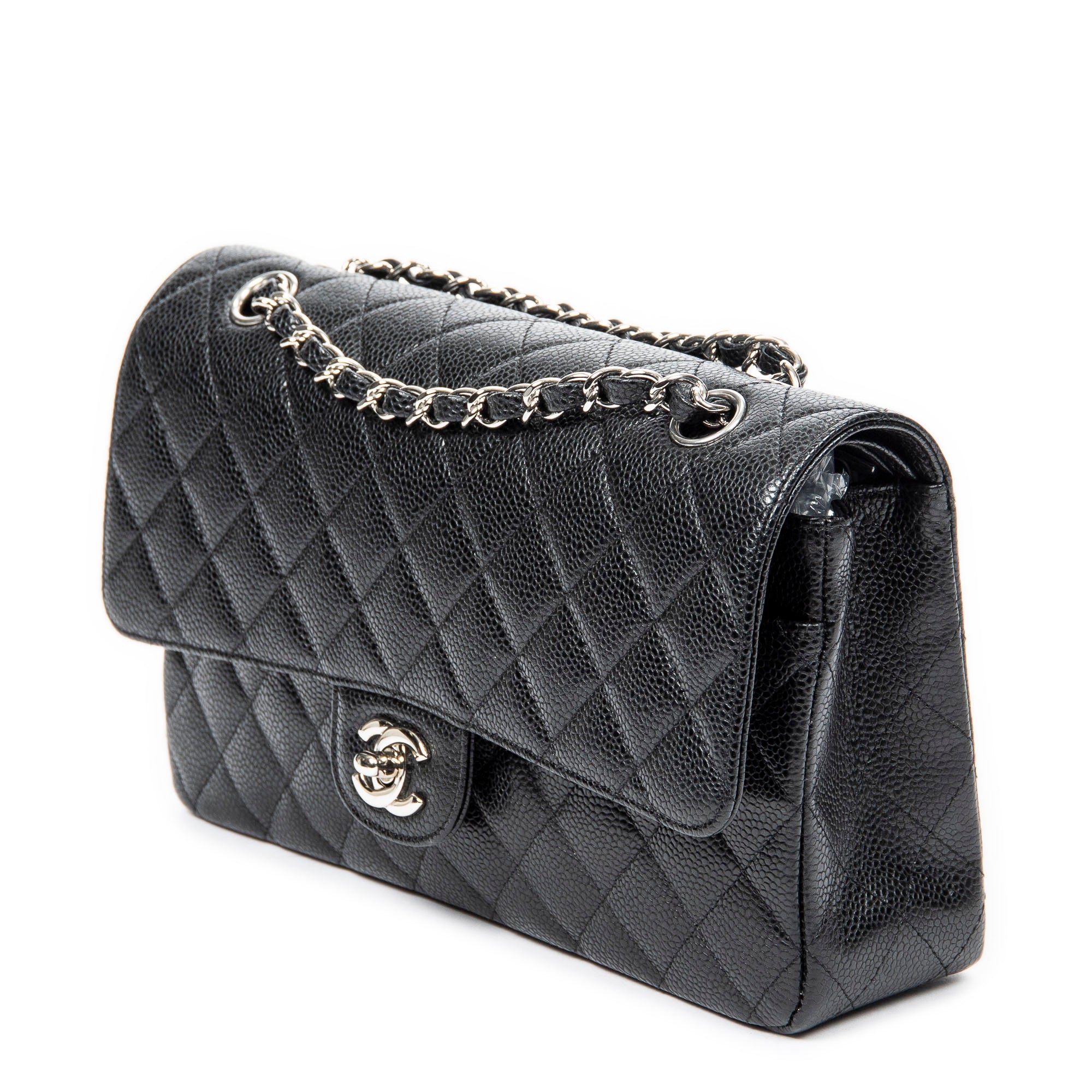 Shoulder Bag Classic Double Flap 26 Black Quilted Caviar Leather