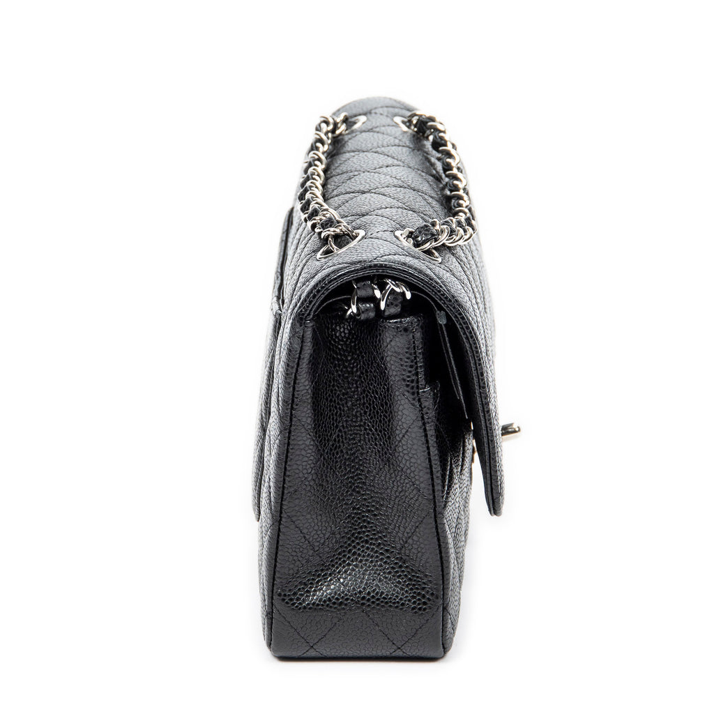 Shoulder Bag Classic Double Flap 26 Black Quilted Caviar Leather