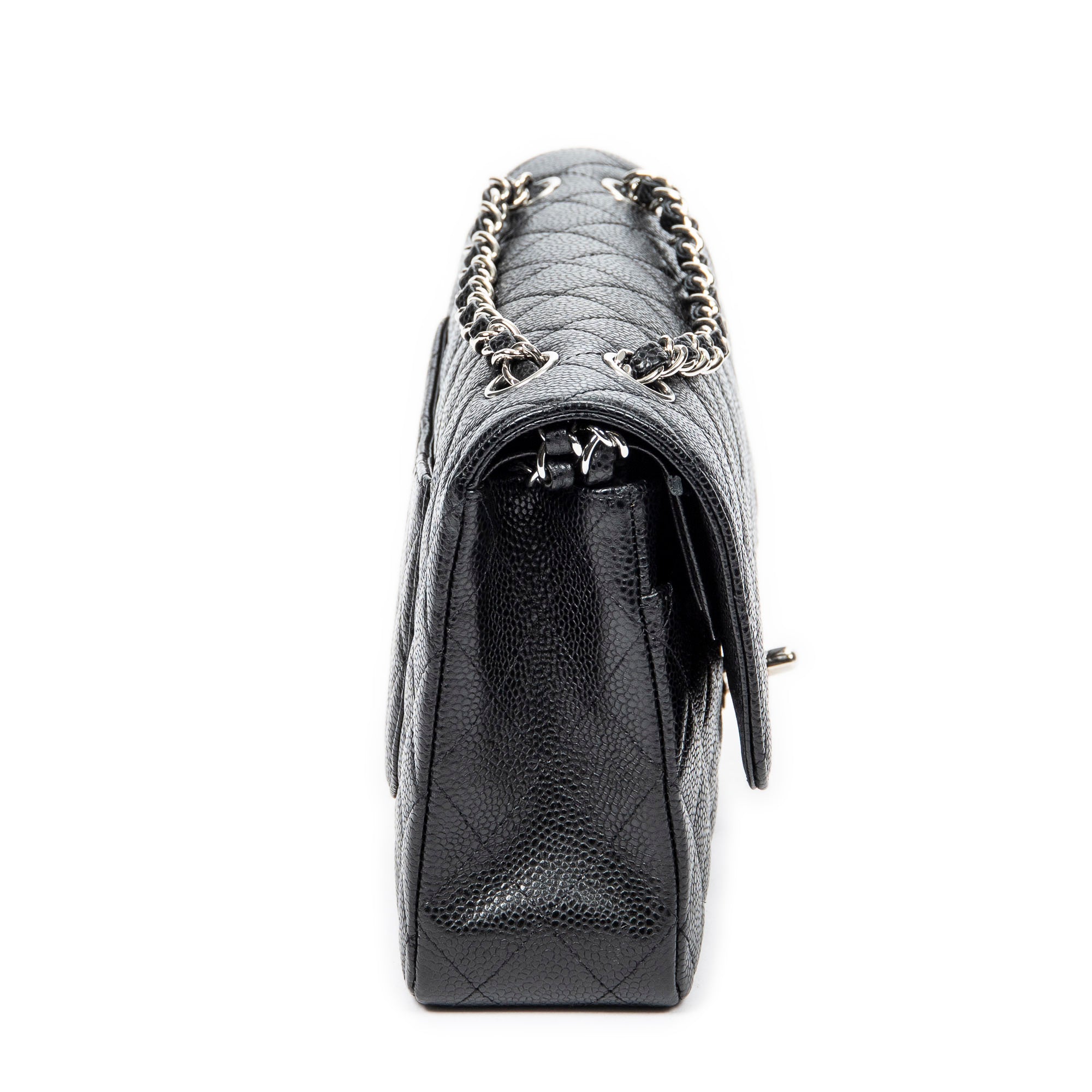 Shoulder Bag Classic Double Flap 26 Black Quilted Caviar Leather