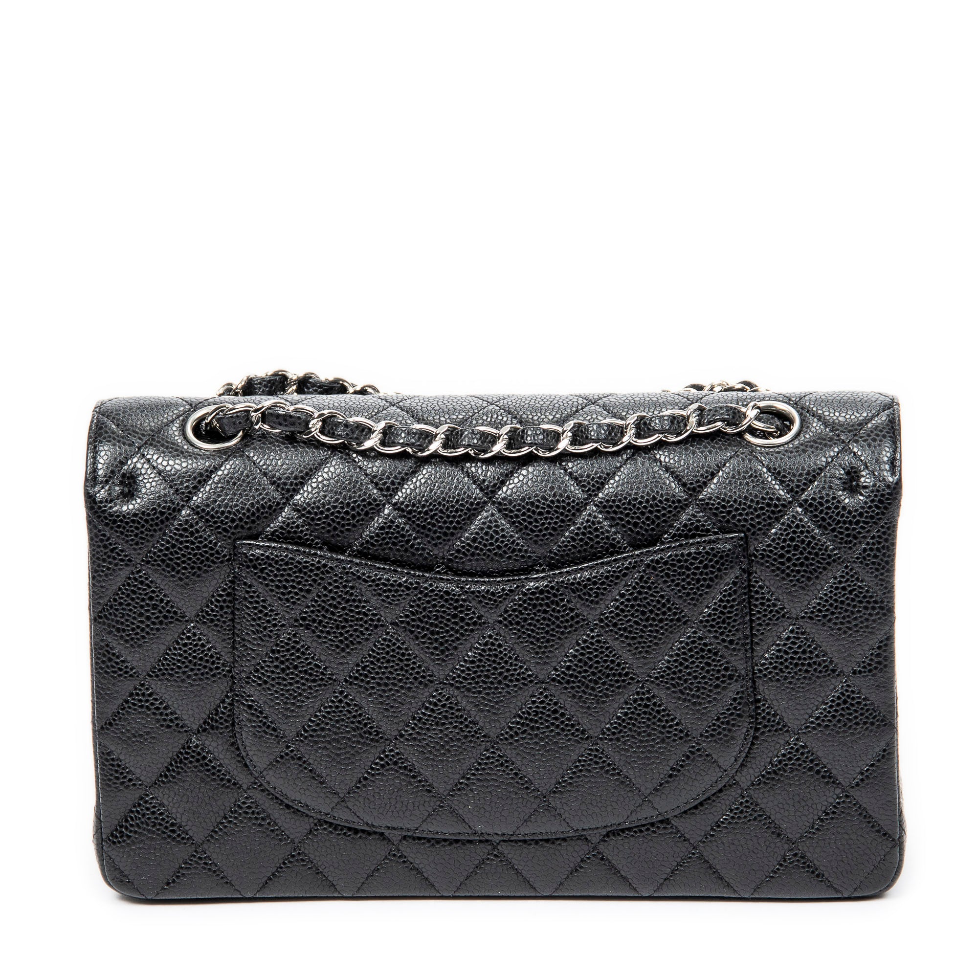 Shoulder Bag Classic Double Flap 26 Black Quilted Caviar Leather