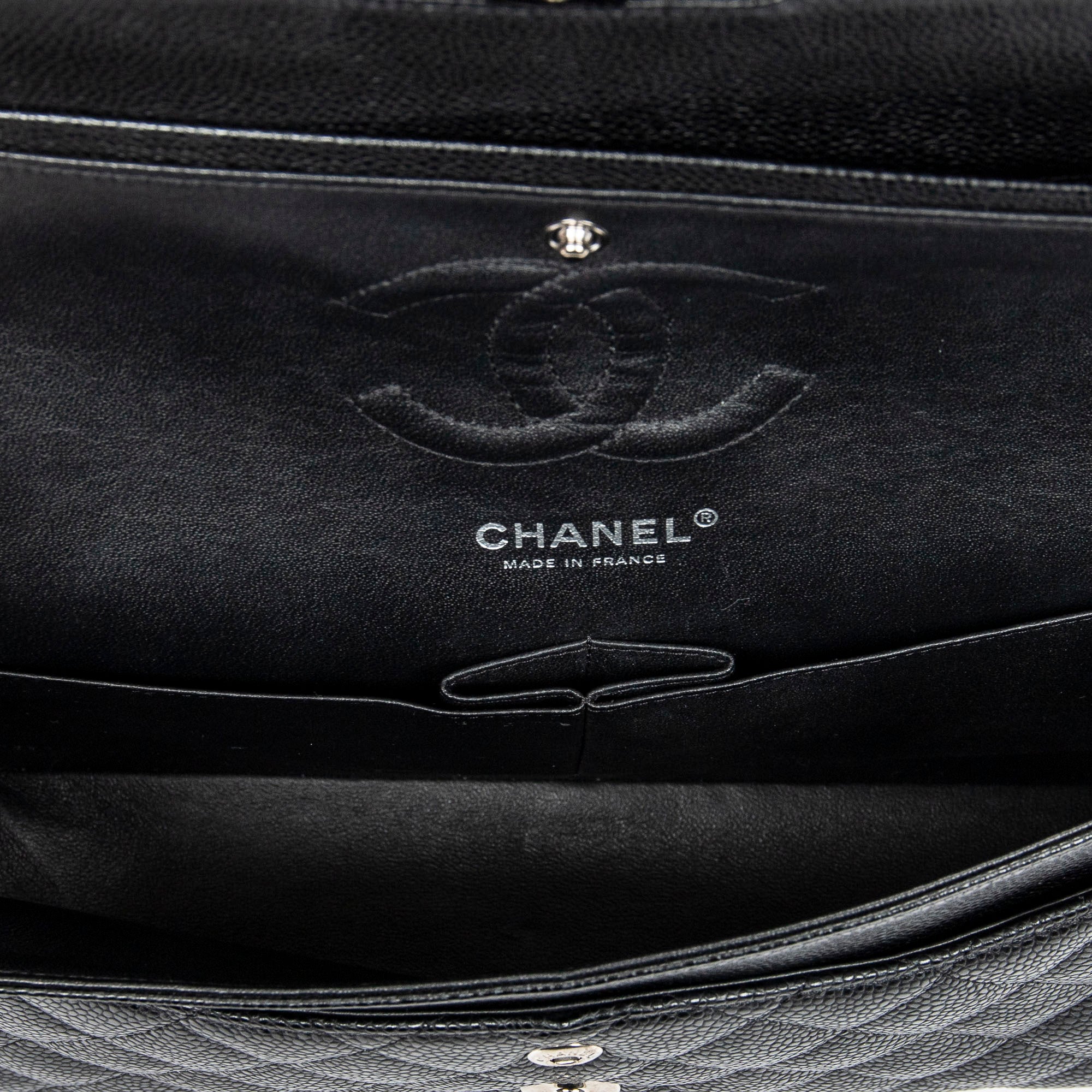 Shoulder Bag Classic Double Flap 26 Black Quilted Caviar Leather
