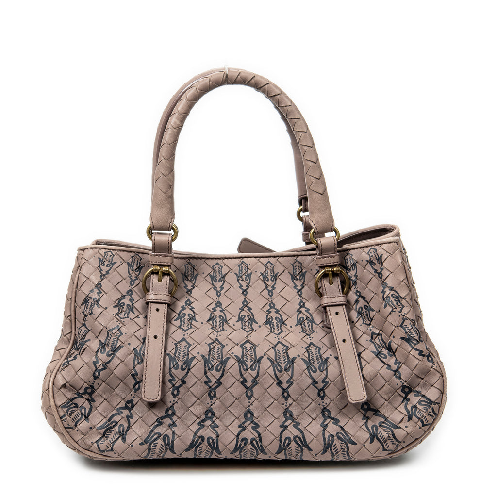 Handbag Buckle Tote Pink Printed Intrecciato Leather