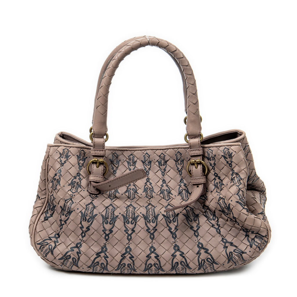 Handbag Buckle Tote Pink Printed Intrecciato Leather